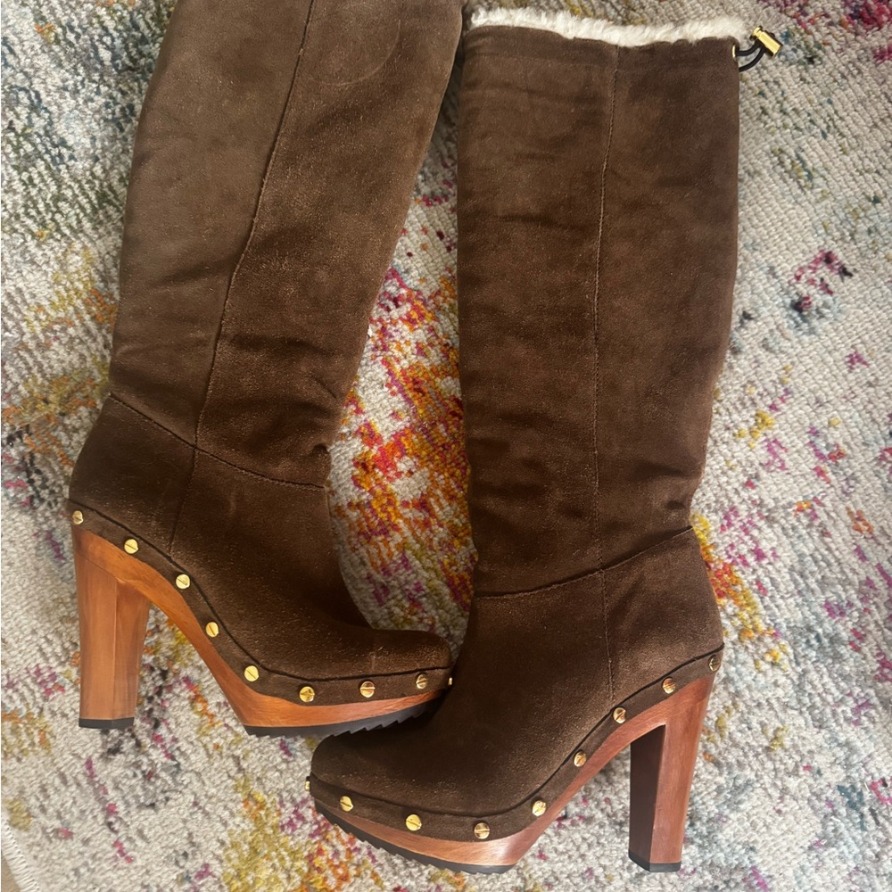 Tory Burch Brown Suede Heeled Boots